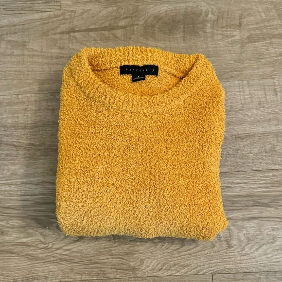 New Sanctuary Butterscotch Plush Volume Sleeve Crewneck Sweater~SZ:S - Picture 4 of 5